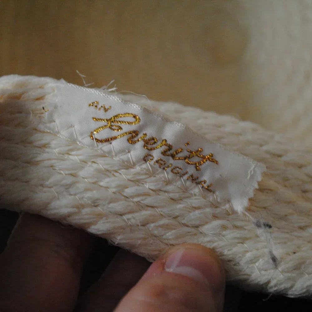 Vintage 1950s-60s Everitt Original Woven Knit Pillbox Hat with Ribbon Accent